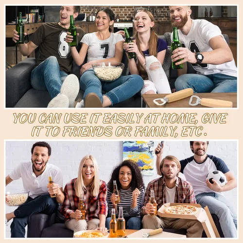 Vista 5 de Lounsweer Abrebotellas de vino de madera, 30 piezas, abridor de botellas de acero inoxidable, de mano, resistente, abrebotellas, sidra, grabado