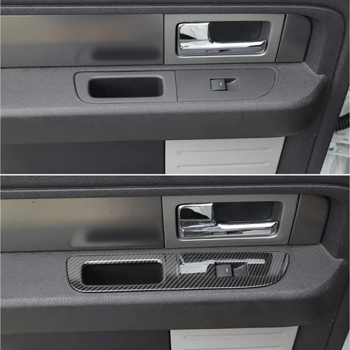 Vista 5 de JeCar Cubierta de panel de interruptor de elevación de ventana de fibra de carbono para Ford F150 Raptor 2009-2014 Accesorios interiores