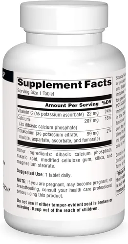 Vista 3 de Source Naturals Ultra Potasio 99 mg mantiene la función muscular y nerviosa - Suplemento dietético - 200 Tabletas