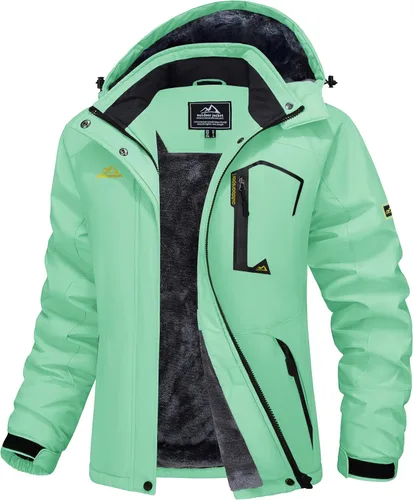 Vista 17 de MAGCOMSEN Chaqueta de Esquí para Mujer Impermeable Aislada Chaqueta de Nieve Cálida Resistente al Viento Abrigos de Invierno con Capucha Chaqueta