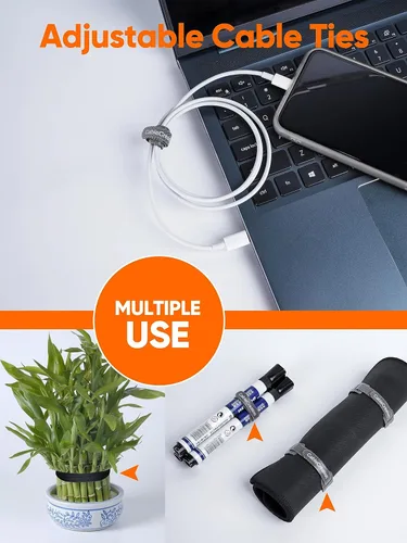 Vista 4 de CableCreation 100 bridas de sujeción reutilizables, bridas ajustables de primera calidad de 6 pulgadas, correas de nailon para organizar cables