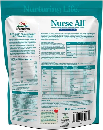 Vista 2 de Manna Pro Nurse All - Sustituto de leche multiespecie, ideal para terneros, corderos, cabras, potros, cerdos, llamas, crías de alpaca, cachorros