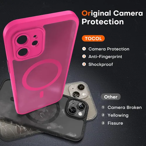 Vista 1008 de TOCOL Funda para iPhone 11, compatible con Magsafe, protección completa de cámara, imanes integrados, protección contra caídas, funda translúcida