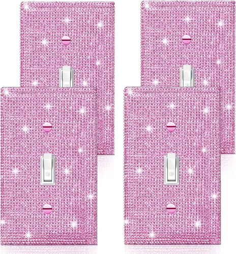 Vista 7 de Gaocai 4 piezas de cubierta de placa de pared de diamantes de imitación de plata brillante 1 Gang cubierta decorativa interruptor de diamantes