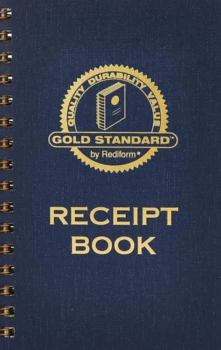 Rediform Libro de recibos de dinero estándar dorado, encuadernación de doble alambre, formas duplicadas sin carbono, 8.5 x 5.5 pulgadas, 225 juegos