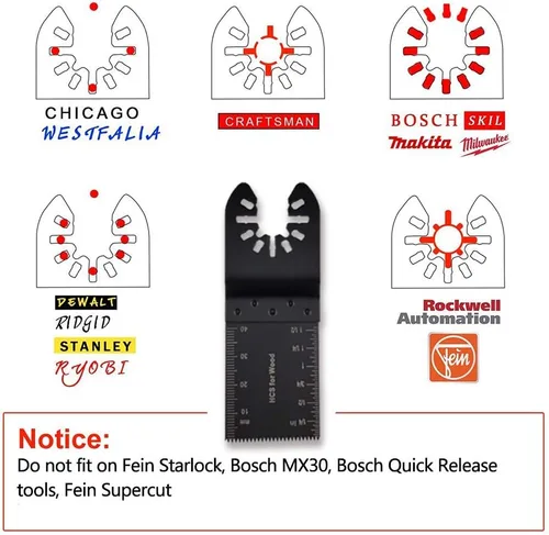 Vista 3 de Intpro 40 hojas de sierra oscilantes universales de madera multiherramienta de liberación rápida para cable Porter Black & Decker Rockwell Ridgid