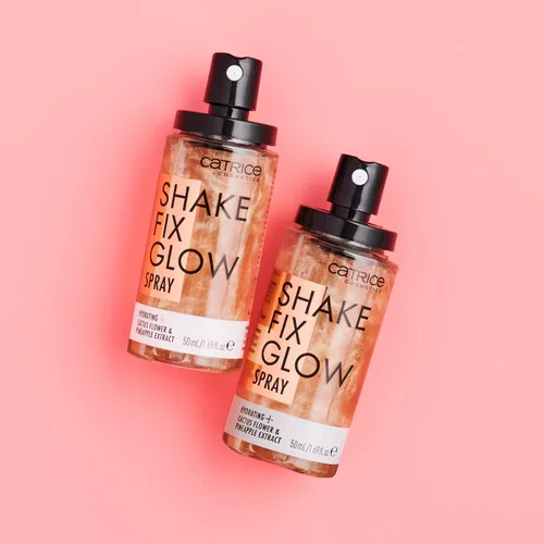 Vista 4 de Catrice Shake Fix Glow Spray Establece maquillaje e hidrata la piel Fabricado con flor de cactus y extracto de piña Sin aceite, sin parabenos
