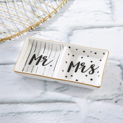 Vista 2 de Kate Aspen - Juego de 6 platos de joyería para anillos de compromiso con el señor y la señora