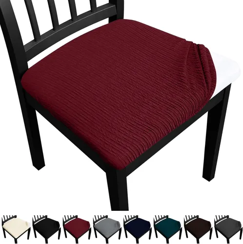 Vista 22 de Fundas de asiento para silla de comedor, juego de 6 fundas lavables para sillas de comedor, fundas extraíbles para sillas de cocina, fundas