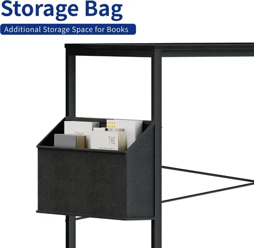 Vista 5 de Pamray - Escritorio de computadora de 47 pulgadas para espacios pequeños con bolsa de almacenamiento, escritorio de trabajo de oficina en casa