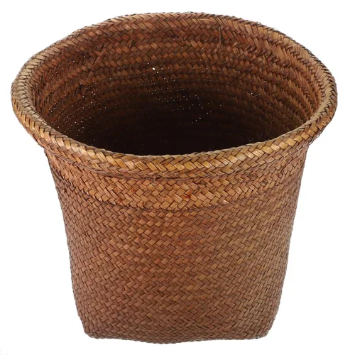 Cesta de almacenamiento tejida de basura, cesta de almacenamiento grande, cestas de paja, cestas de paja, bote de basura para baño, cesta para