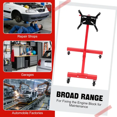 Vista 9 de Soporte de motor plegable, soporte giratorio de motor de motor de 1250 libras con cabezal giratorio de 360 grados, 5 ruedas y 4 brazos ajustables