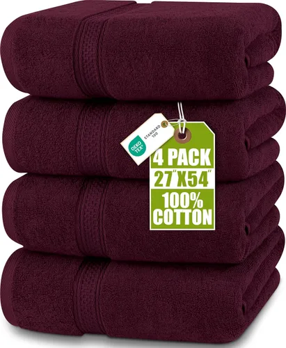 Vista 19 de Toallas de baño de algodón de lujo de 700 GSM (4 unidades, 27 x 54 pulgadas) por Utopia, Beige