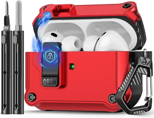 Vista 17 de Pohgelan Compatible con AirPods Pro 2ª/1ª generación, estuche con cierre magnético automático y kit de limpieza, compatible con funda Magsafe - Negro