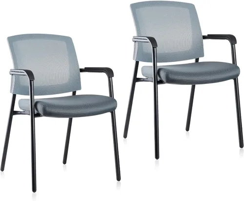 Vista 12 de CLATINA Sillas apilables, silla apilable para sala de espera, sin ruedas, con reposabrazos y soporte de madera, silla ergonómica de malla