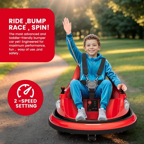 Vista 5 de 12V niños parachoques coche paseo en juguete con control remoto 360 Spin Naranja