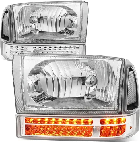 Auto Dynasty Conjunto de faros delanteros compatible con Ford F-250 F-350 Super Duty 1999-2004, faros halógenos para el lado del pasajero del