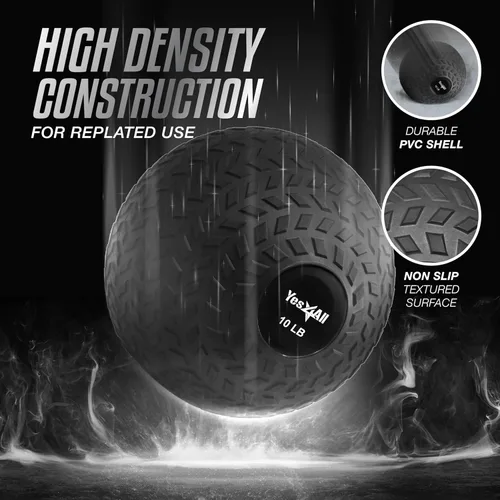 Vista 3 de Yes4All Slam Balls, 10-40lb Weighted Ball Weight, Durable PVC Sand Filled Workout Dynamic Slam Ball for Core Strengthen