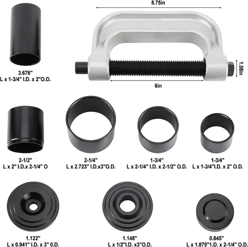 Vista 2 de Kit de herramientas de prensa de rótula resistente, kit de herramientas de extracción de juntas esféricas y U para la mayoría de automóviles y Azul