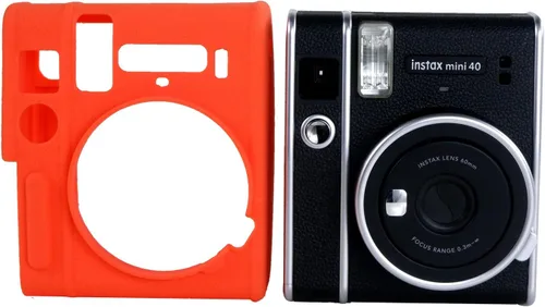 Vista 7 de Rieibi Mini 40 - Funda protectora de silicona para cámara instantánea Fuji Instax Mini 40 - Funda ligera de goma suave para Fujifilm 40 - Naranja