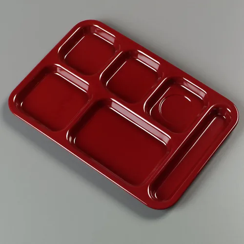Vista 8 de Carlisle FoodService Products Bandeja de melamina con 6 compartimentos para mano derecha 14.5" x 10" - Arándano oscuro
