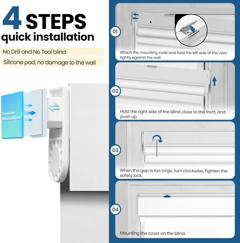 Vista 12 de Persianas motorizadas sin taladrar con control remoto, persianas automáticas opacas con panel solar, persianas enrollables eléctricas inteligentes