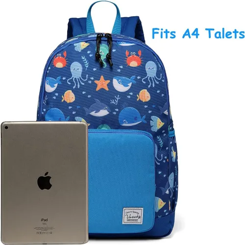 Vista 9 de VASCHY - Mochila preescolar para niños y niñas, liviana, resistente al agua, con correa en el pecho