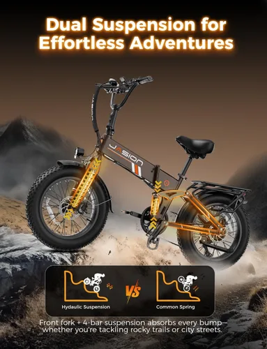 Vista 5 de Jasion X Hunter PRO Electric Bike for Adults,1800W Peak 20''Fat Tire Foldable E Bikes,Folding Ebike Up to 80 Miles Range 30 MPH,720 WH Removable