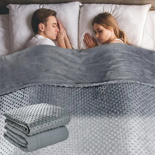 Manta con peso con funda de 100 % algodón, edredón transpirable, manta pesada, cuentas de vidrio cuadradas para peso medio, para un buen descanso y