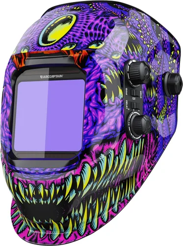 Vista 6 de ARCCAPTAIN - Casco de soldadura a color real, pantalla 3.93 × 3.66, oscurecimiento automático, capucha solar 4 sensores de arco, sombra 4/5-9/9-13