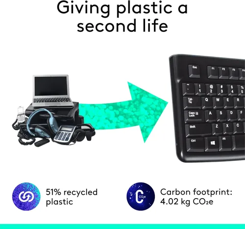 Vista 6 de K120 teclado ergonómico de escritorio con cable USB negro, Negro