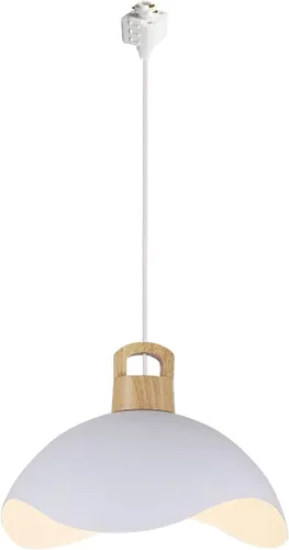 Vista 10 de Kiven Luces de riel tipo H, E26 montadas en pista de 1 luz, estilo nórdico simple, madera de macarrón, lámpara de media luna colgante