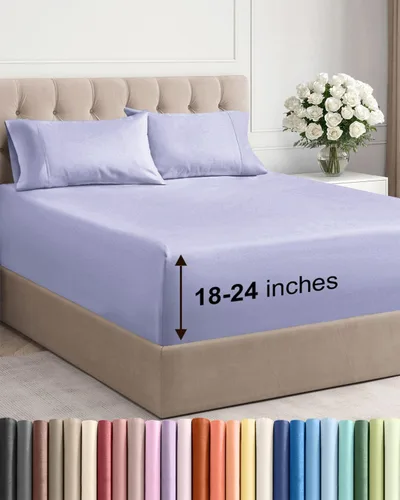 Vista 85 de Sábanas individuales de bolsillo extra profundo, sábanas transpirables y refrescantes de 3 piezas, juego de sábanas de lujo para hotel, suaves, sin