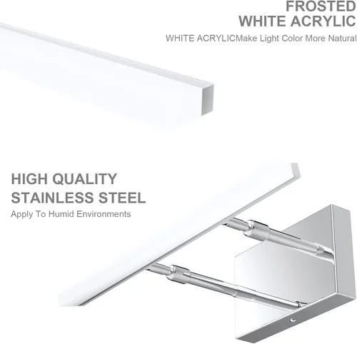 Vista 4 de Aipsun Luces LED de tocador de 15.7 pulgadas ajustables para baño, lámpara de pared para baño, accesorio de iluminación sobre espejo cromado moderno