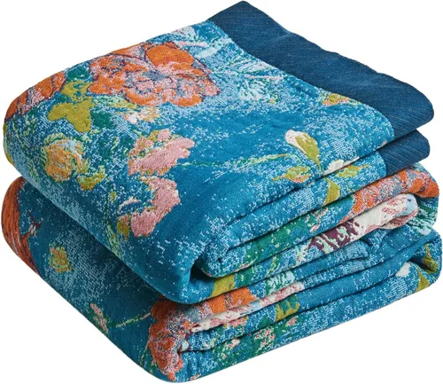 Vista 44 de Cobija para cama de estilo bohemio, 100 % algodón, ultra suave, edredón rústico, cobija de otoño, estampado floral, decoración de granja, cobija