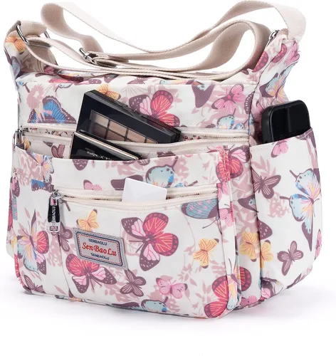 Vista 3 de Bolso de hombro para mujer, con múltiples bolsillos, bolso cruzado con asa superior