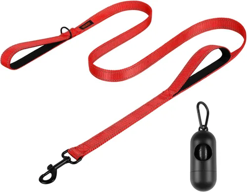 Vista 11 de Correa resistente para perros con 2 asas - Correa reflectante anti-tracción de 6 pies para perros grandes, asa acolchada de tráfico para control