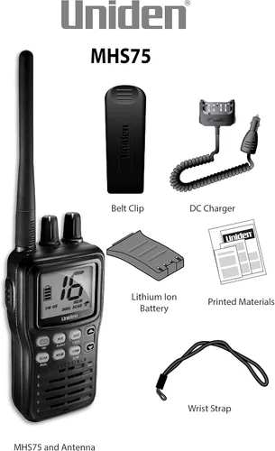Vista 2 de Uniden Radio marino sumergible de 2 vías 6 W VHF. Impermeable IPX8/JIS8.