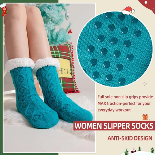 Vista 3 de DoSmart - Calcetines térmicos de invierno para mujer, felpa, cálidos, diseño de copo de nieve