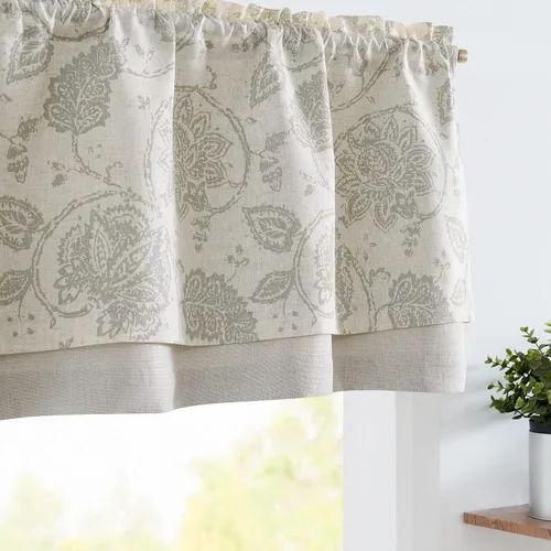 Vista 22 de jinchan Cenefa de lino opaca de doble capa para ventanas, tratamiento de ventana de cachemira para sala de estar, cocina, 18 pulgadas, bolsillo