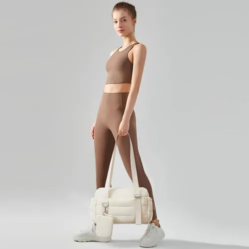Vista 2 de ROULENS Bolsa pequeña de gimnasio para mujer, juego de 2 mini bolsas de gimnasio con compartimento húmedo y billetera para monedas, bolsa