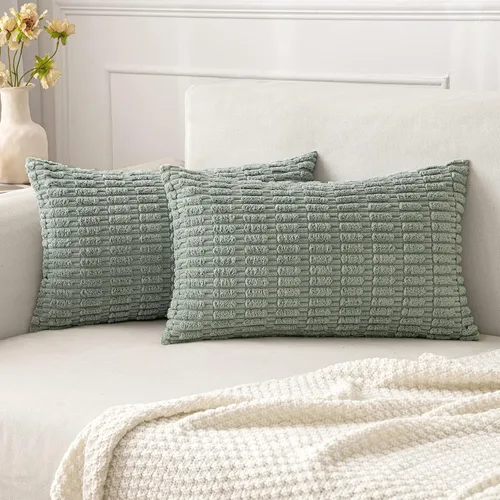 Vista 35 de MIULEE - Paquete de 2 fundas de cojín decorativas de corduroy, estilo euro, con diseño boho a rayas, suaves, decoración moderna del hogar