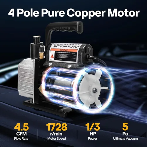 Vista 3 de VIVOHOME Bomba de vacío HVAC de una sola etapa de 4.5 CFM 1/3 HP 110V con botella de aceite y 220 libras de alta precisión digital electrónica