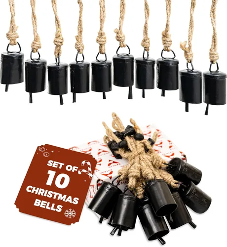 Vista 12 de Akatva Campanas de Navidad grandes para decoración – Campanas de vaca para decoración navideña rústica – Campanas doradas para decoraciones