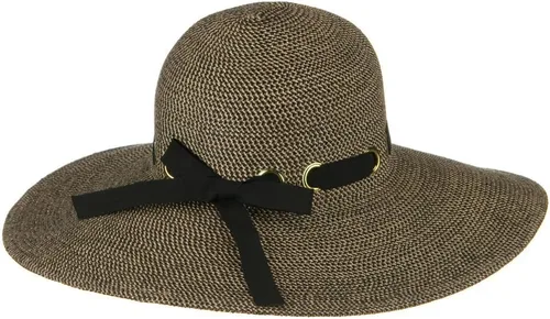 Vista 3 de Jeanne Simmons Sombrero de borde plano ancho UPF 50+ con ribete negro - Tweed negro