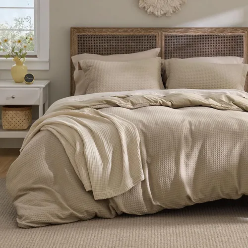 Vista 10 de Bedsure Funda de Edredón de Lujo Tipo Waffle Tamaño Queen - Juego de Funda de Edredón Texturizada, Suave, Juego de Ropa de Cama Transpirable
