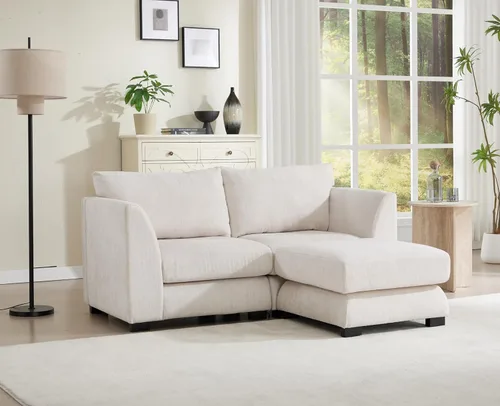 Vista 30 de EALSON Sofá modular seccional asiento medio sofá modular de piel sintética Asiento individual pieza seccional con funda extraíble marrón