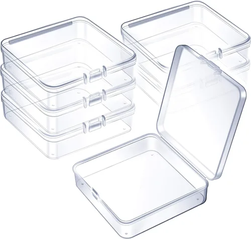 Vista 7 de 6 piezas de mini contenedores de almacenamiento de cuentas de plástico transparente para recolectar artículos pequeños, cuentas, joyas, tarjetas