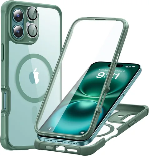 Vista 10 de ESR Funda para iPhone 14, compatible con MagSafe, funda de cuerpo completo a prueba de caídas de grado militar con protector de pantalla de vidrio