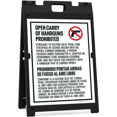 Vista 9 de Concealed Carry Prohibited Texas Penal Code Bilingual Sidewalk Sign Kit, (SI-74332) 18x24 Inches, Replacement Panels (2 Pack) 160 Mil Thick